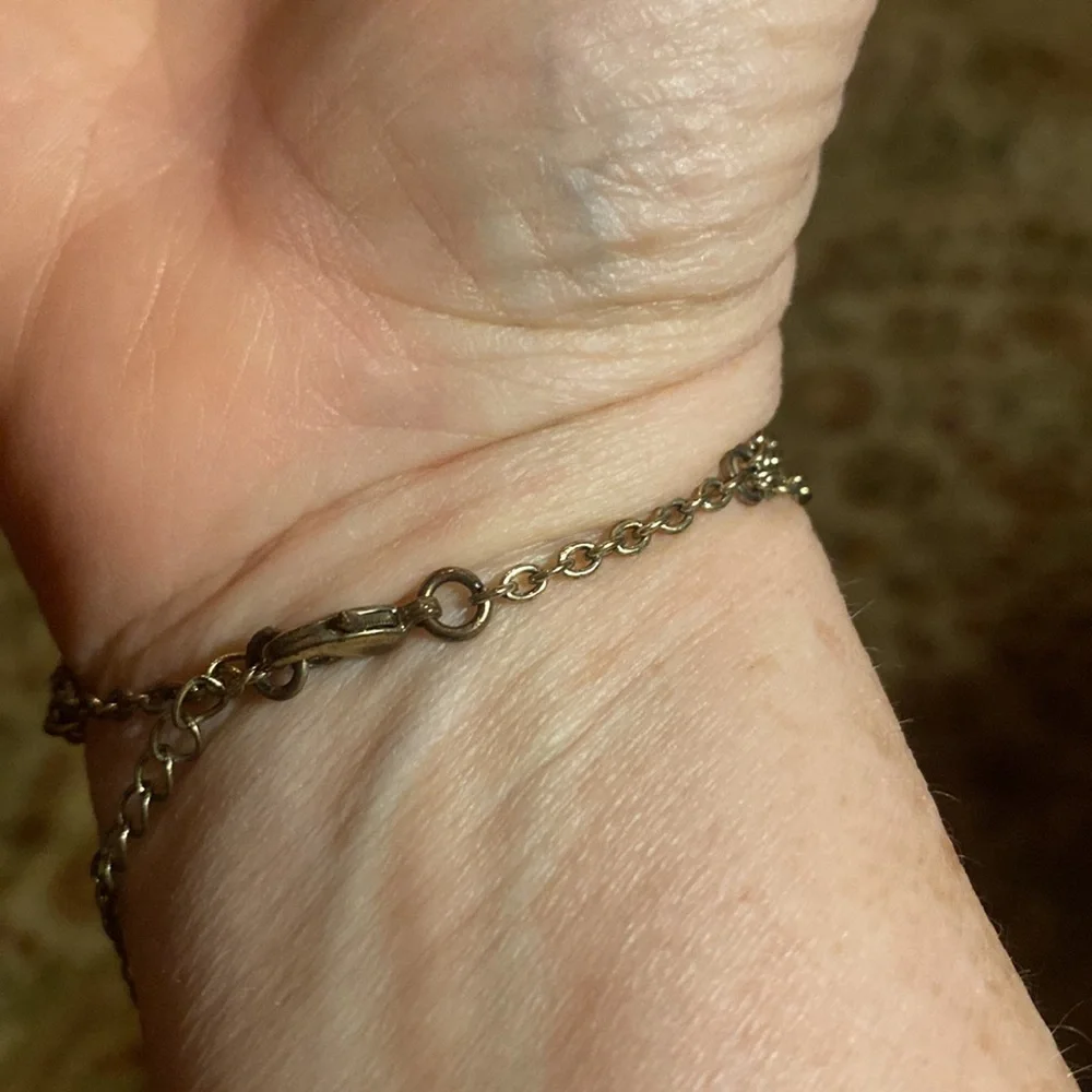 $8 or 2 items for $10 sale.  Faux Turquoise and chain hand bracelet. - Picture 2 of 4